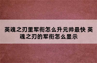 英魂之刃里军衔怎么升元帅最快 英魂之刃的军衔怎么显示